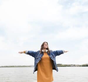 a woman looking free from her problems, parent support massachusetts