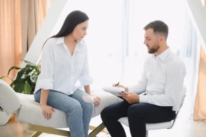 psychologist-taking-notes-therapy-session-with-sad-young-woman