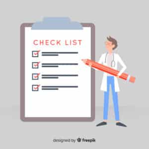 an illustration of a doctor checking a checklist, psychopharmacology near me in massachusetts