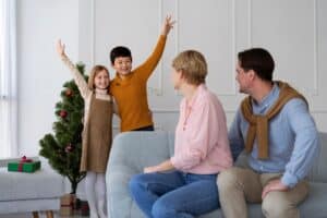 Happy family smiling and spending joyful time together