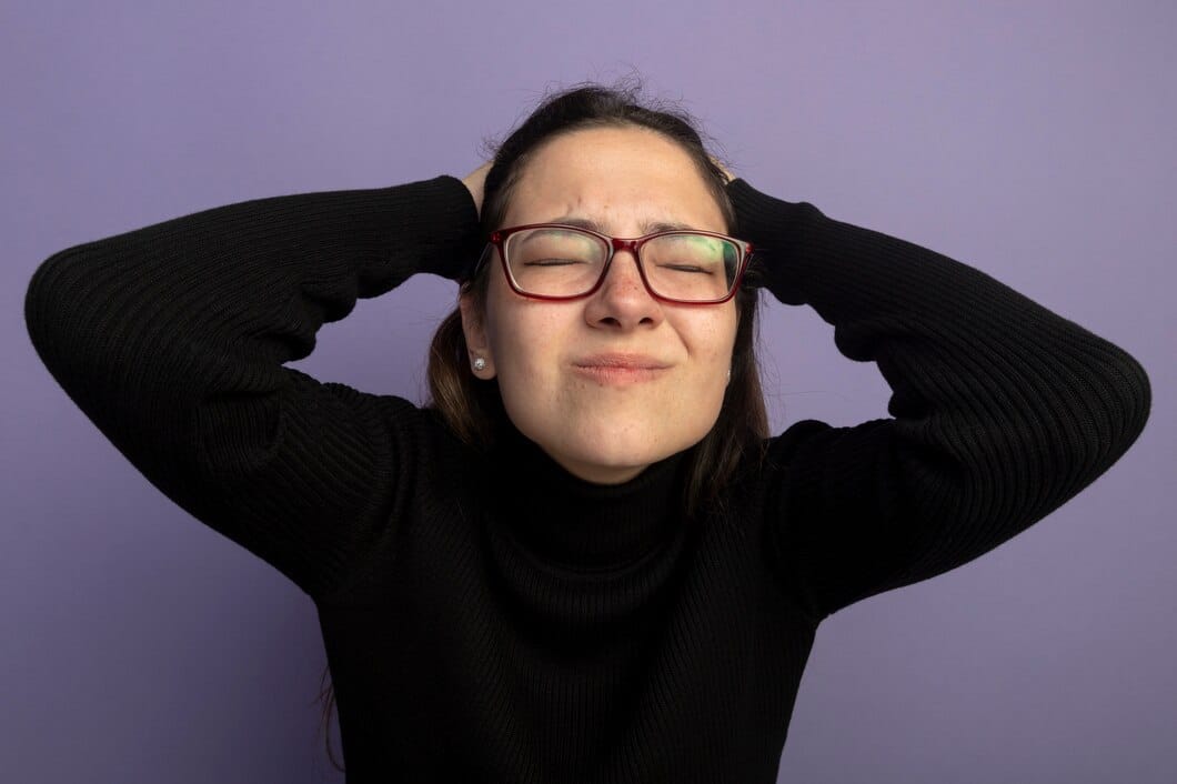 Young woman looking confused and distracted, struggling to concentrate