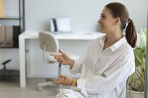 Woman asking questions for an interview