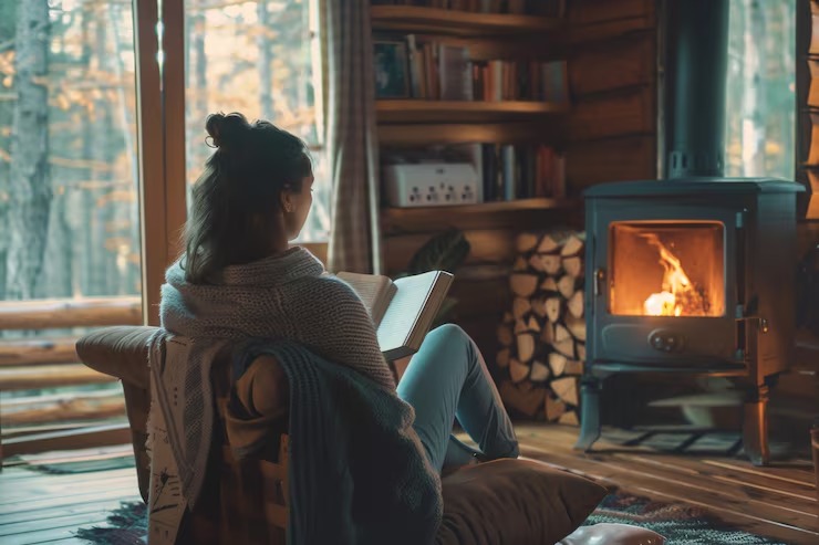 woman in a relaxing countryside